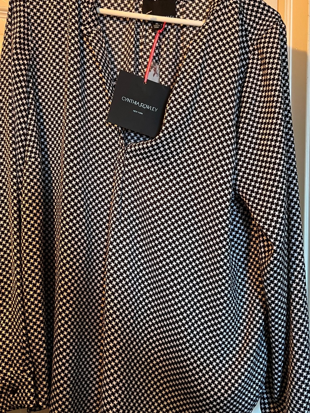 Cynthia Rowley Black and White Houndstooth Blouse